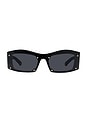 view 1 of 4 Medallion Rectangular Sunglasses in Shiny Black & Smoke