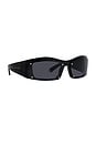 view 2 of 4 Medallion Rectangular Sunglasses in Shiny Black & Smoke