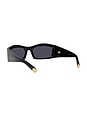 view 5 of 4 Medallion Rectangular Sunglasses in Shiny Black & Smoke