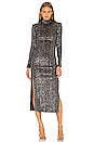 view 1 of 5 Sequin Side Slit Dress in Silver Sequin Stripe