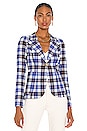 view 2 of 6 Patch Pocket Duchess Blazer in Blue & White Plaid