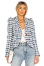 view 1 of 5 Pouf Sleeve One Button Blazer in Blue Sackcloth Check