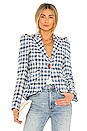 view 2 of 5 Pouf Sleeve One Button Blazer in Blue Sackcloth Check