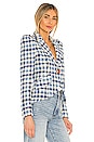 view 3 of 5 Pouf Sleeve One Button Blazer in Blue Sackcloth Check