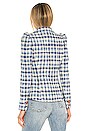 view 4 of 5 Pouf Sleeve One Button Blazer in Blue Sackcloth Check