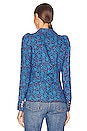 view 4 of 5 Pouf Sleeve One Button Blazer in Merlot & Cobalt Liberty Floral