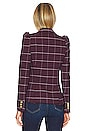 view 3 of 4 Pouf Sleeve One Button Blazer in Mulberry Plaid