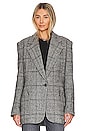 view 2 of 5 Oversized Notched Lapel Blazer in Charcoal Glen Check