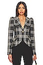 view 1 of 4 Pouf Sleeve Blazer in Charcoal Plaid