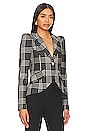view 2 of 4 Pouf Sleeve Blazer in Charcoal Plaid