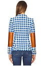 view 3 of 4 Patch Pocket Duchess Blazer in Marine Check W/ Whiskey Leather Patches