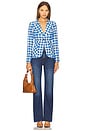 view 4 of 4 Patch Pocket Duchess Blazer in Marine Check W/ Whiskey Leather Patches