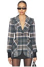 view 1 of 5 BLAZER BIRKIN CON PUÑOS DE CANALÉ in Multi Plaid With Black