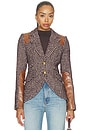 view 1 of 5 Saddle-patch Equestrian Blazer in Plum Houndstooth