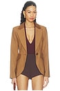 view 2 of 5 Blocked Seamed Blazer in Saddle
