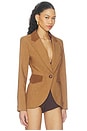 view 4 of 5 Blocked Seamed Blazer in Saddle