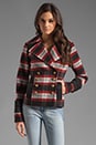 view 1 of 5 Pea Coat Jacket in Red/Black Plaid in Red & Black Plaid