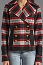 view 4 of 5 Pea Coat Jacket in Red/Black Plaid in Red & Black Plaid