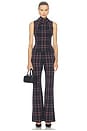 view 6 of 6 Pintuck Flare Pant in Fig Plaid