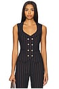 view 1 of 5 Portrait Neck Vest in Navy Copper Pinstripe
