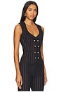 view 2 of 5 Portrait Neck Vest in Navy Copper Pinstripe