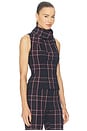 view 2 of 4 Funnel Neck Shell in Fig Plaid