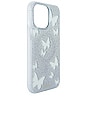view 3 of 4 Magsafe Compatible Iphone 15 Pro Max Case in Silver Glitter Mariposa