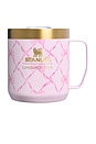 view 1 of 3 x LoveShackFancy The Stay-Hot Camp Mug Set Of 2 in Baby Bow Peppermint Pink