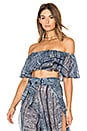view 1 of 4 Maya Ruffle Top in Blue Tribal