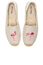 view 1 of 5 Flamingos Embroidered Smoking Slipper in Sand