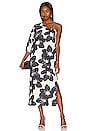 view 1 of 3 Floral One Shoulder Dress in Black & White