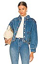 view 1 of 4 Puff Shoulder Denim Chore Jacket in Medium Blue