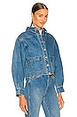 view 2 of 4 Puff Shoulder Denim Chore Jacket in Medium Blue