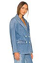 view 3 of 5 Double Breasted Denim Blazer in Medium Blue