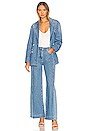 view 5 of 5 Double Breasted Denim Blazer in Medium Blue