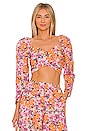 view 1 of 4 Floral Puff Shoulder Top in Orange Combo