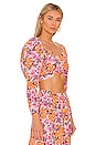 view 2 of 4 Floral Puff Shoulder Top in Orange Combo