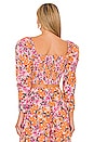 view 3 of 4 Floral Puff Shoulder Top in Orange Combo