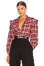 view 1 of 5 Flannel Plaid Ruffle Shirt in Red Combo