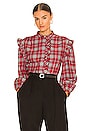 view 2 of 5 Flannel Plaid Ruffle Shirt in Red Combo