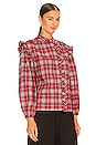 view 3 of 5 Flannel Plaid Ruffle Shirt in Red Combo