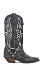 view 1 of 5 Santa Fe Belt Boot in Black Crazed Leather