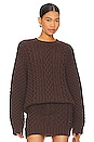 view 1 of 4 Naara Cable Crew Pullover in Brown