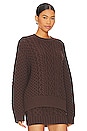 view 2 of 4 Naara Cable Crew Pullover in Brown