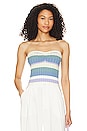 view 1 of 4 Priela Striped Tube Top in in Blue & Cream Multi