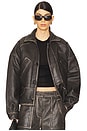 view 1 of 5 Claria Leather Jacket in Destroyed Black