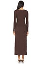 view 3 of 3 Laced Long Sleeve Midi Dress in Chocolate