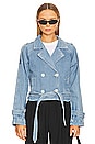 view 1 of 5 Theory Crop Denim Trench in Blue