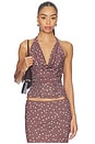 view 1 of 4 Delilah Top in Mocha Polka Dot
