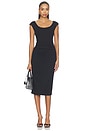 view 1 of 3 VESTIDO MIDI SMOOTHING JERSEY CAP SLEEVE SCOOP DRESS in Classic Black